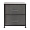 Emma and Oliver 2 Drawer Storage Stand with Wood Top & Dark Fabric Pull Drawers